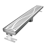 Quartz by ACO Wave linear shower drain with Polished Chrome decorative grate for modern tile showers