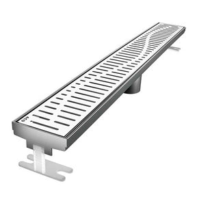 Quartz by ACO Wave linear shower drain with Polished Chrome decorative grate for modern tile showers