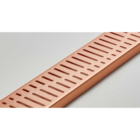 Quartz by ACO Wave decorative linear drain grate with durable Rose Gold finish