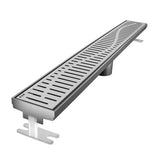 Quartz by ACO Wave linear shower drain with Brushed Stainless grate for modern tile showers