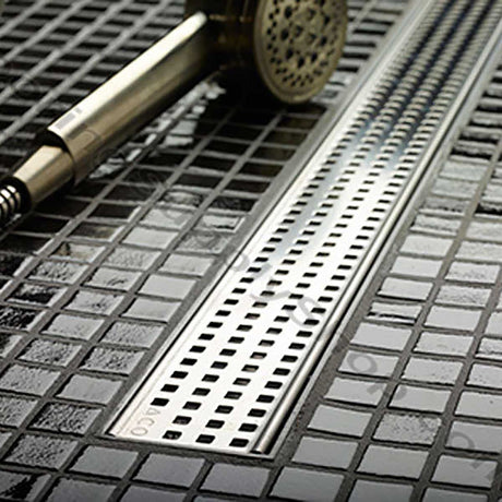 Quartz Plus stainless steel square grate shower drain installation