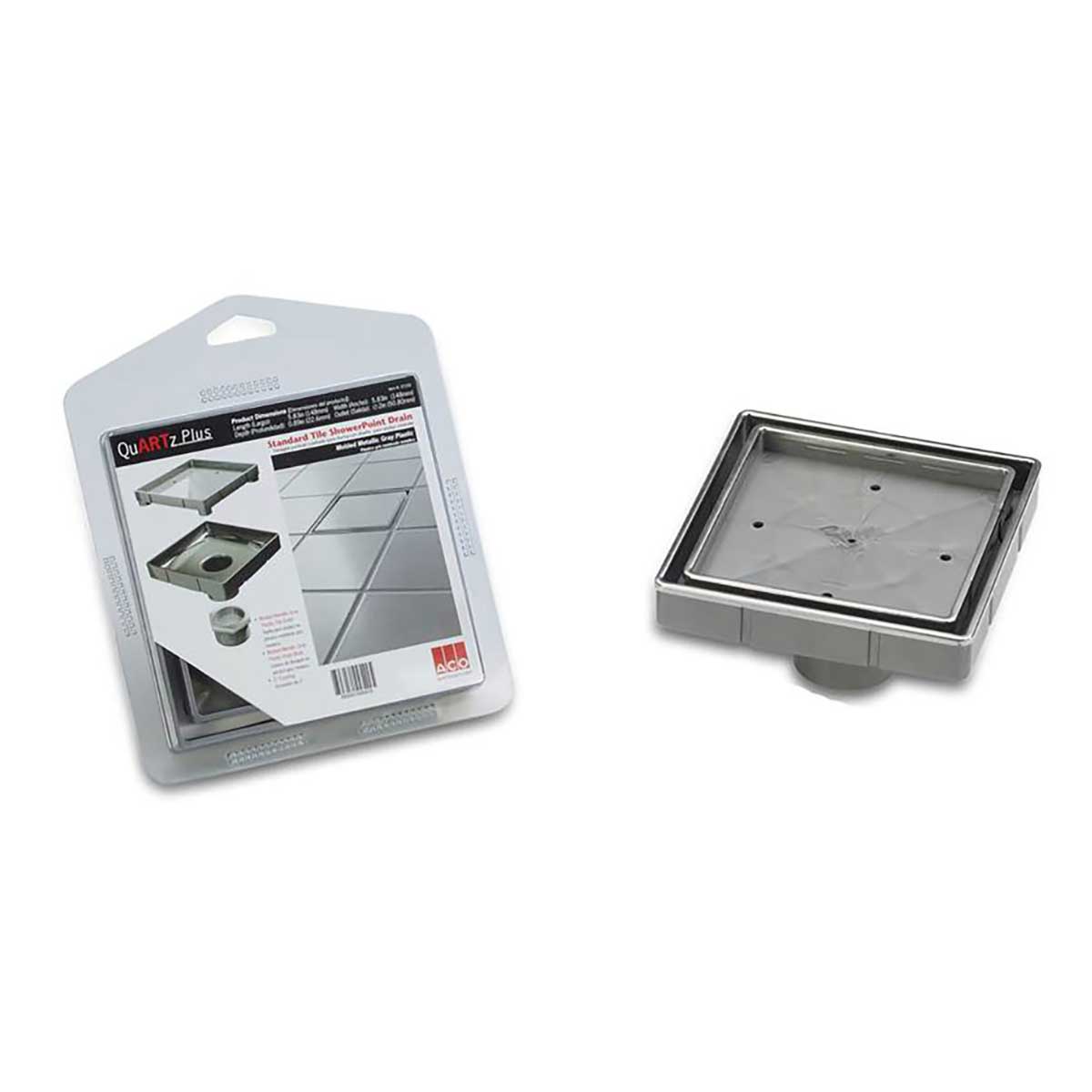 Quartz by ACO Plus 6 inch tile insert square shower drain