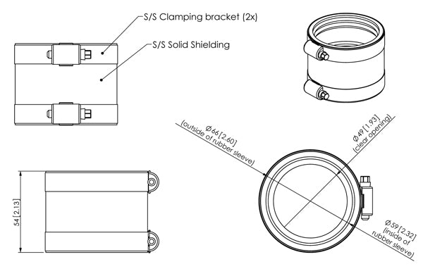 Quartz Linear Drain Clad Flexible Coupling