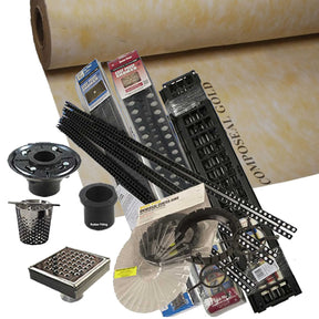 Extra large shower drain kit with Quick Pitch system
