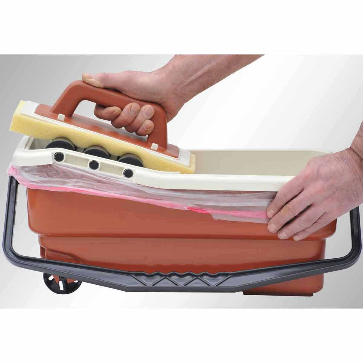 Raimondi professional tile grouting bucket with three inclined rollers