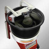Contractor using Raimondi IPERBET rotating bucket mixer to prepare large batches of tile adhesive