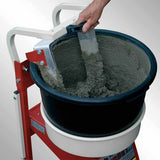 Construction crew mixing concrete and plaster materials with Raimondi IPERBET power mixer