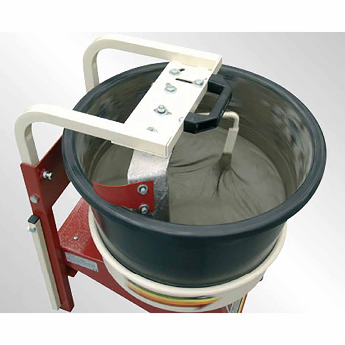 Raimondi IPERBET low RPM mixer creating homogeneous thinset mix for large format tile installation
