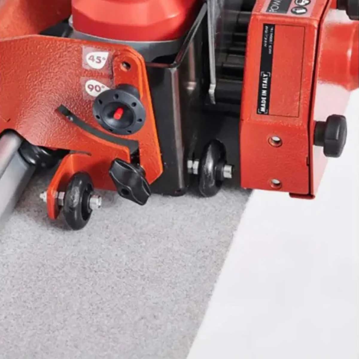 Professional porcelain slab cutting system with angle grinder