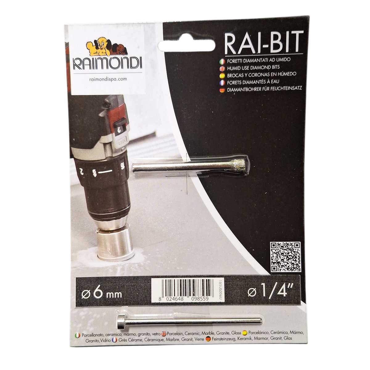 Raimondi Rai-Bit diamond hole saw 1/4 inch 6mm for ceramic tile drilling