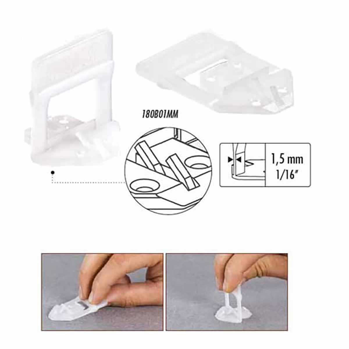 Raimondi Tile Leveling Lippage System RLS 3D 1.5mm Spacers