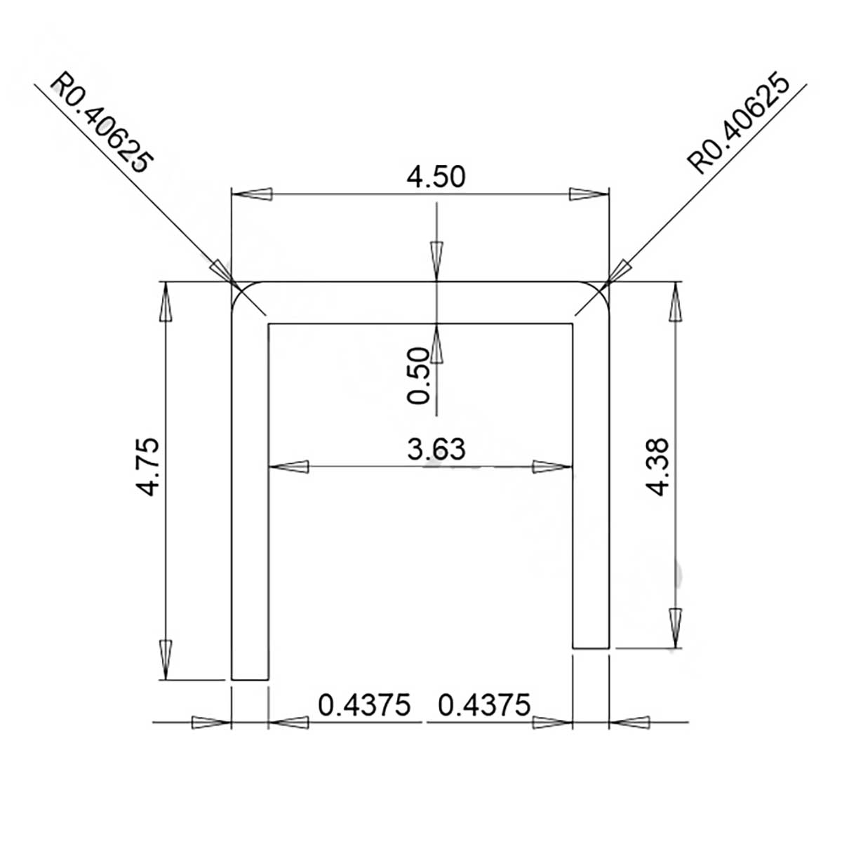 PreFormed shower curb overlay dimension diagram with interior and exterior measurements