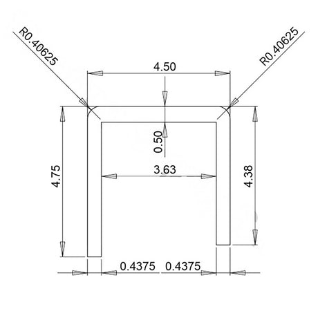 PreFormed shower curb overlay dimension diagram with interior and exterior measurements