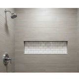Recess-It adjustable shower niche installed with porcelain tile