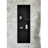 Large walk-in shower with Recess-It adjustable 16 x 72 shower niche