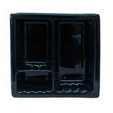 Recessed Shampoo Soap Porcelain 3 sections Black Glossy
