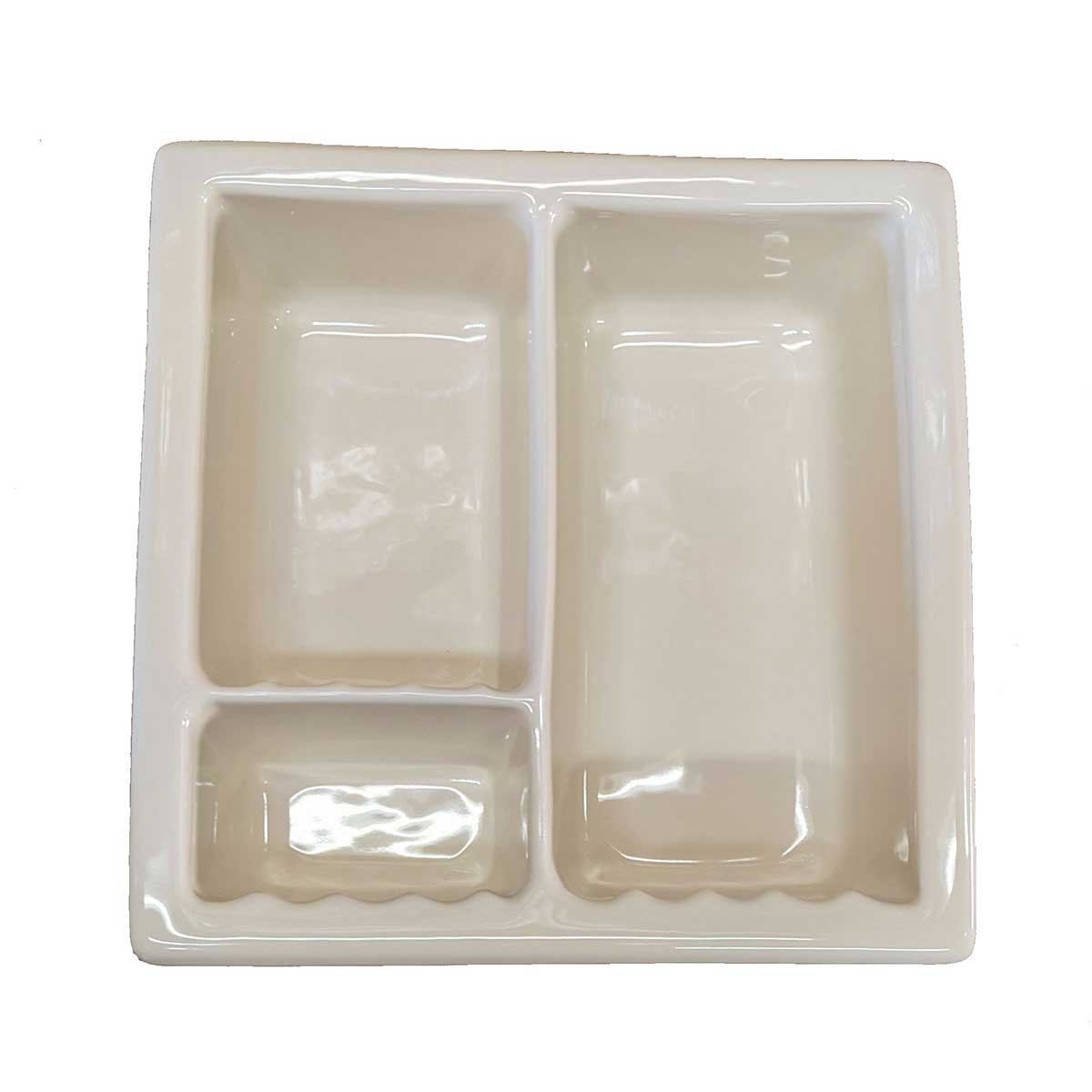 Recessed Shampoo Soap Porcelain 3 sections Biscuit Glossy