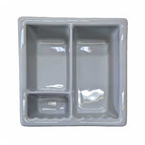Recessed Shampoo Soap Porcelain 3 sections Sterling Silver