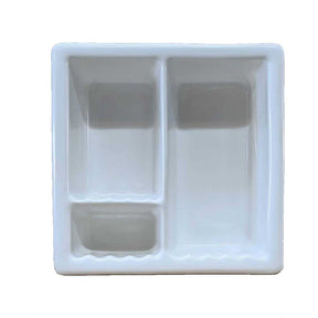 Ice White Glossy porcelain shower niche with three section storage design