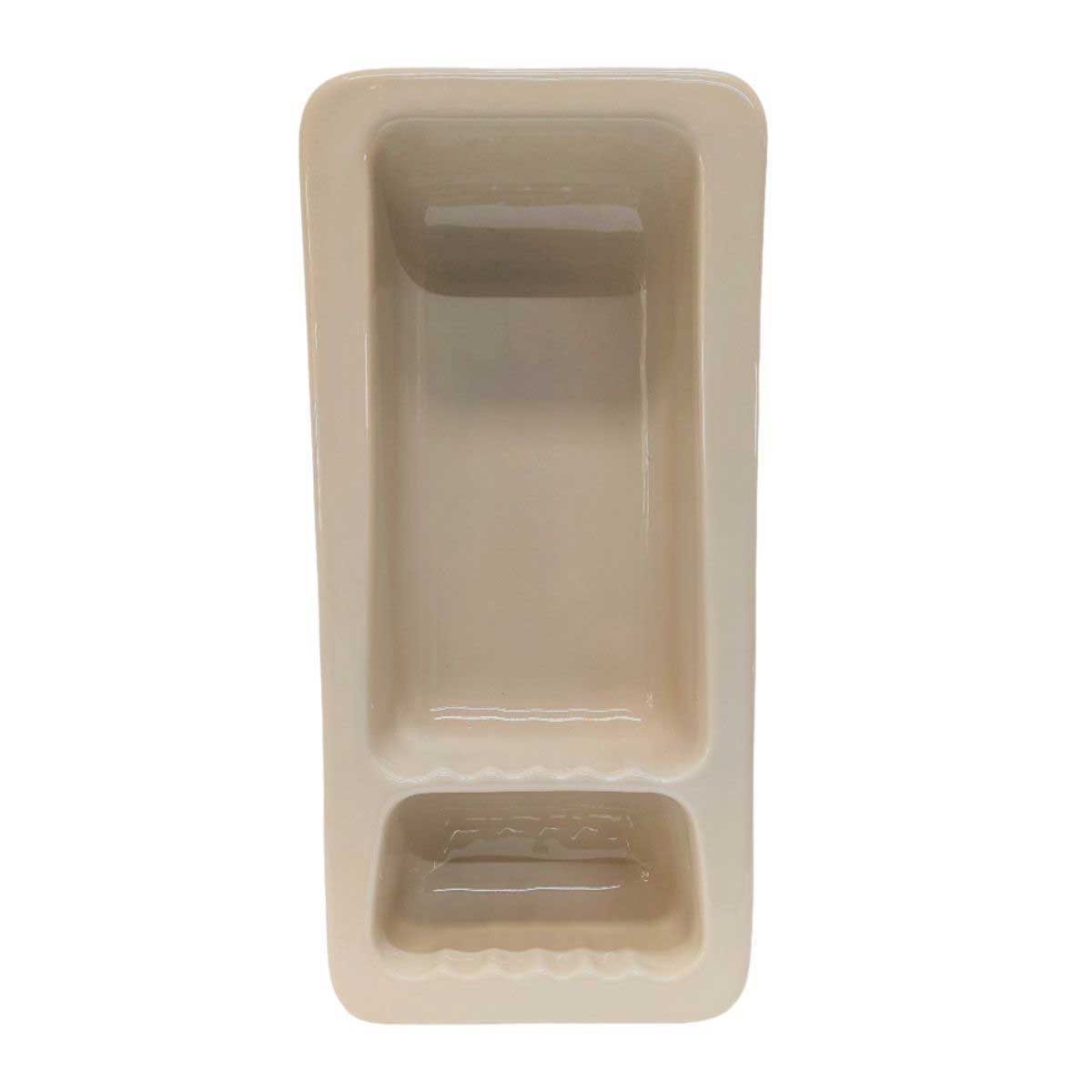 Recessed Shampoo Soap Porcelain Narrow Parchment Glossy
