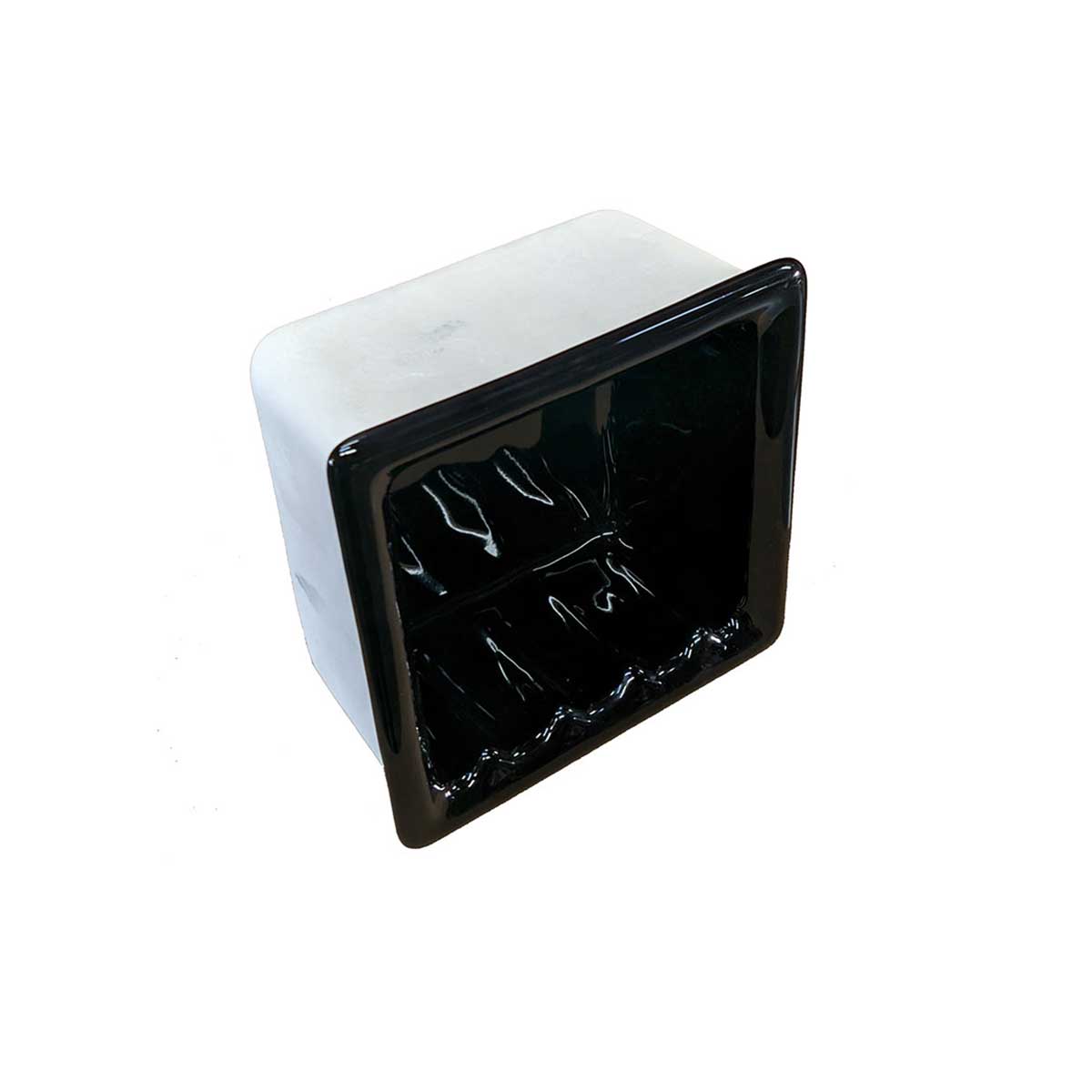 Black glossy 6x6 recessed porcelain soap dish side profile