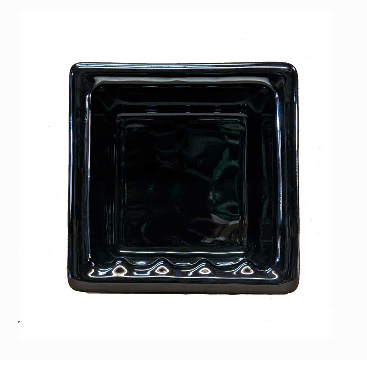 Black glossy 6x6 recessed porcelain soap dish front view