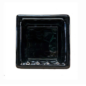 Black glossy 6x6 recessed porcelain soap dish front view