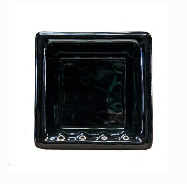 Black glossy 6x6 recessed porcelain soap dish front view