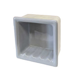 Recessed porcelain soap holder with Sterling Silver glossy finish
