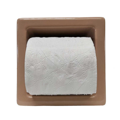 Porcelain Recessed Tissue Holder Mexican Sand Glossy with Toilet Paper Roll insert