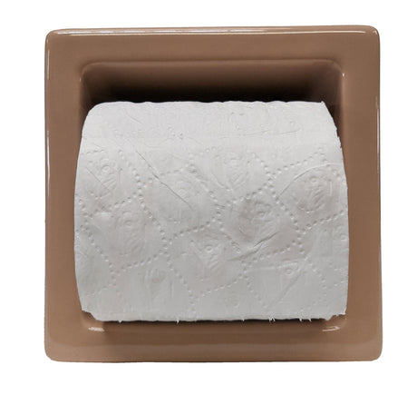Porcelain Recessed Tissue Holder Mexican Sand Glossy with Toilet Paper Roll insert