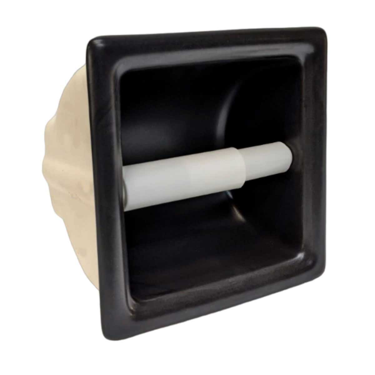 Porcelain Recessed Tissue Holder Black Matte