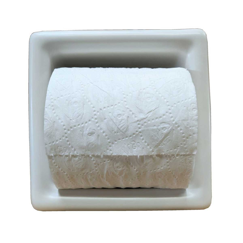 Porcelain Recessed Tissue Holder - White Matte