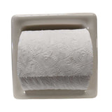Roll of white paper towels in a beige holder on Porcelain Recessed Tissue Holder - Biscuit Glossy
