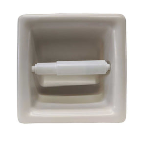 SereneDrains ceramic recessed toilet paper holder in Biscuit Almond Matte Finish