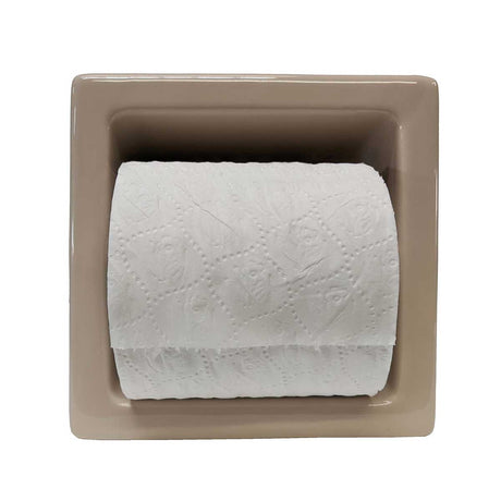 Porcelain Recessed Tissue Holder Parchment Glossy with Toilet Paper Roll insert