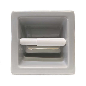 SereneDrains ceramic recessed toilet paper holder in Sterling Silver Glossy Finish 