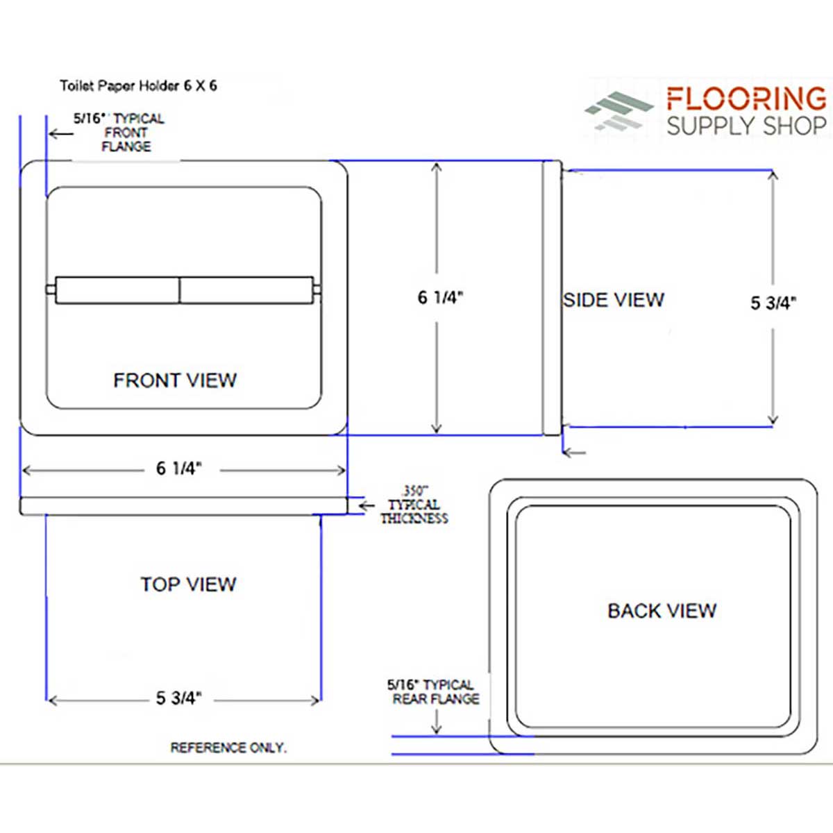 Porcelain Recessed Tissue Holder - Biscuit Glossy Sketch