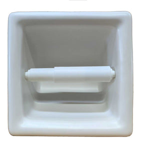 SereneDrains ceramic recessed toilet paper holder in White Matte Finish