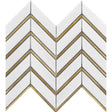 Thassos white marble and gold metal narrow mosaic tile