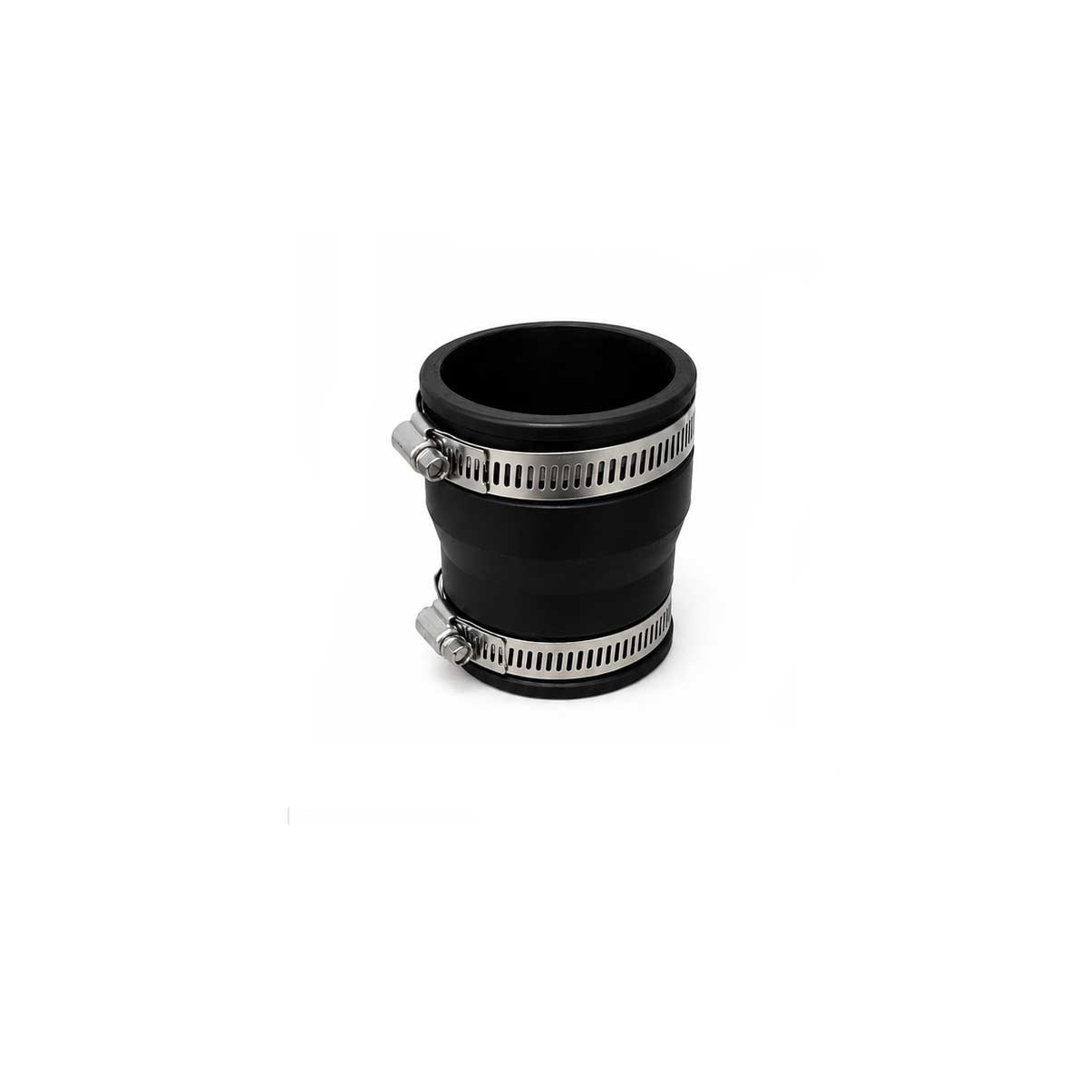 Rubber reducing coupling with two stainless steel clamps