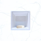 SereneDrains Ceramic Recessed Soap Dish White Glossy 6x6 Holder Shower Wall Mount Tray