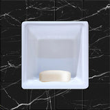 SereneDrains Ceramic Recessed Soap Dish White Glossy 6x6 Holder Shower Wall Mount Tray