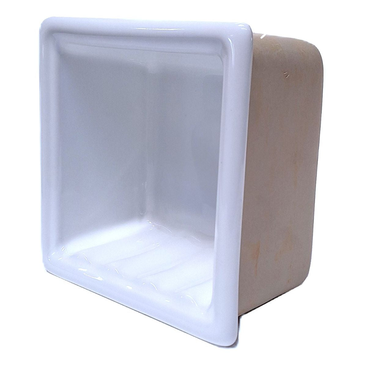 SereneDrains Ceramic Recessed Soap Dish White Glossy 6x6 Holder Shower Wall Mount Tray