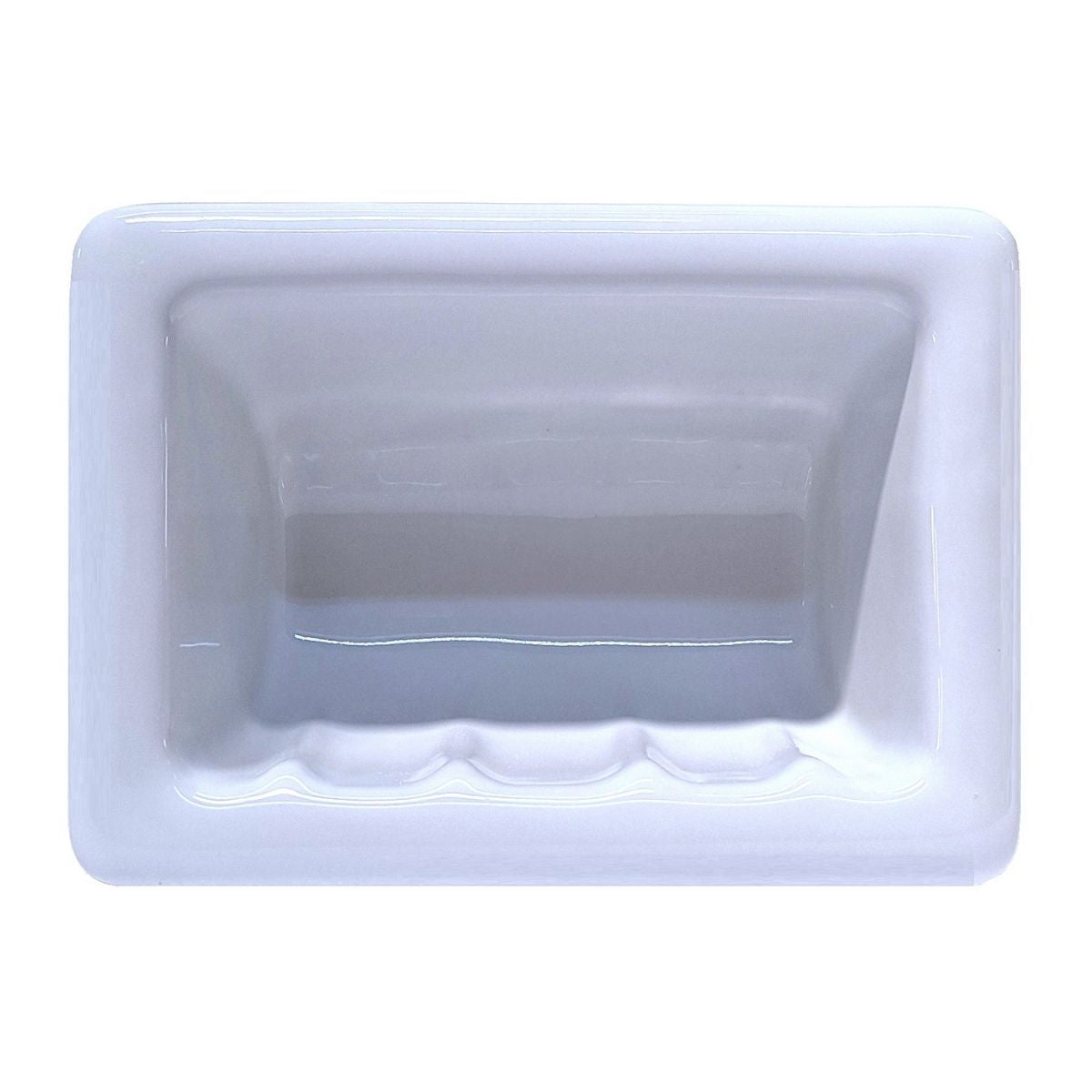 SereneDrains Ceramic Recessed Soap Dish White Glossy 6x4 Holder Shower Wall Mount Tray