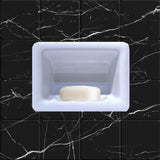 SereneDrains Ceramic Recessed Soap Dish White Glossy 6x4 Holder Shower Wall Mount Tray