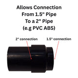SereneDrains Plastic Reducer Coupling 1-1/2 in x 2 in ABS PVC DWV Pipe Fitting Adapter