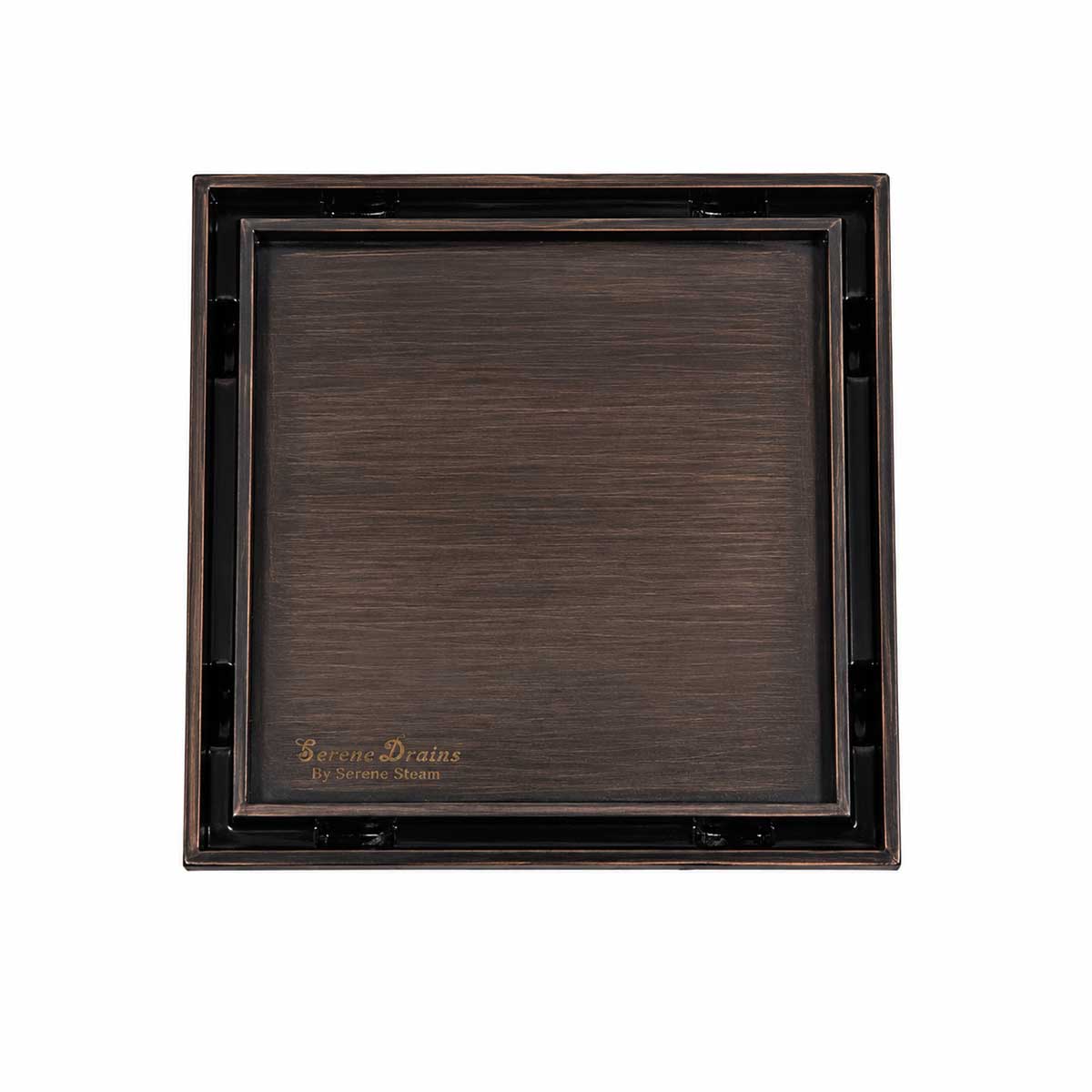 SereneDrains 5 inch square tile insert shower drain in Oil Rub Bronze