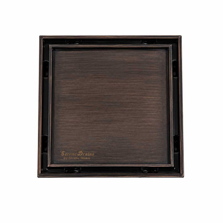 SereneDrains 5 inch square tile insert shower drain in Oil Rub Bronze