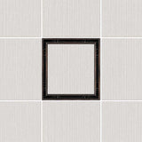 Serene Drains 5 inch square tile insert drain with ORB frame installed in a light tile surface"